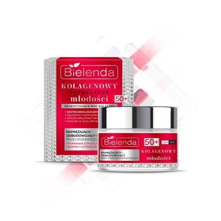 BIELENDA - COLLAGEN YOUTH STIMULATOR 50+ Feszesítő és újjáépítő ránctalanító nappali/éjszakai arckrém, 50 ml