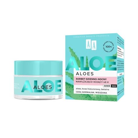AA ALOE - Hidratáló és nyugtató hatású krém-hab 100% aloe vera kivonattal - Nappali és éjszakai használatra, 50 ml