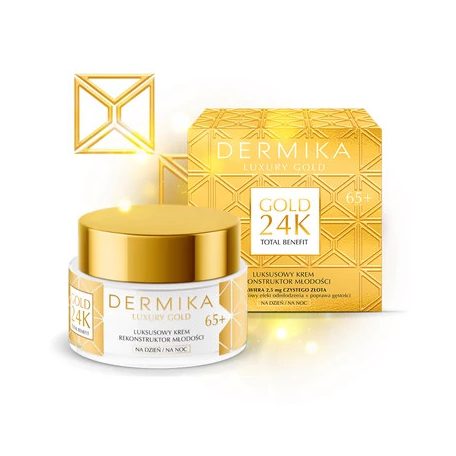 DERMIKA - LUXURY GOLD 24K TOTAL BENEFIT - Bőrfiatalság visszaállító hatású luxus arckrém 65+, 50 ml