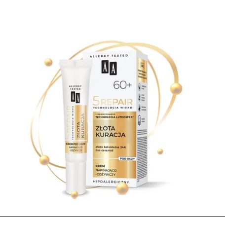 AA 5 REPAIR - GOLDEN TREATMENT - Feszesítő és tápláló szemkörnyékápoló krém 60+, 15 ml