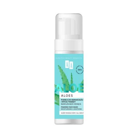 AA ALOE - Hidratáló és nyugtató hatású arclemosó hab 100% aloe vera kivonattal, 150 ml
